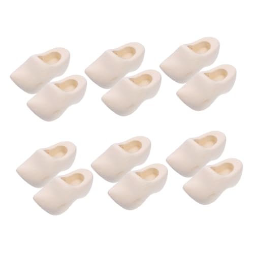 BESTonZON 6 Paare Miniatur Holzschuhe Unbemalte Niederländische Puppenschuhe DIY Basteln Detailreiche Mini Holzklompen Für Puppenhaus Dekorationen Kreative Modellaccessoires von BESTonZON