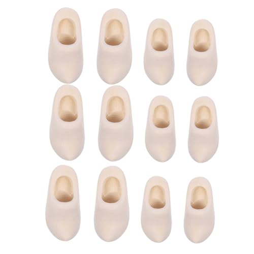 BESTonZON 6 Paare Miniatur Holzschuhe Unfertige Mini Holzclogs für DIY Basteln Puppenhaus Zubehör Blanko Mini Holzschuhe zum Bemalen und Verzieren Miniatur Holzschuh von BESTonZON