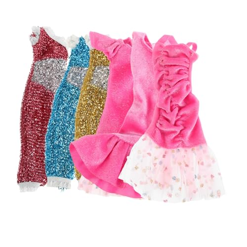 BESTonZON 6 STK Babydoll-Kleid Mit Pailletten Ballkleid Mit Pailletten Kleider Glitzer-Prinzessinnenkleid Abendkleid Im Meerjungfrau-Stil Frauen Partykleid Kleid Eins Puppe Für Polyester von BESTonZON