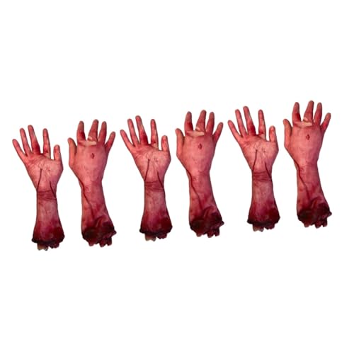 BESTonZON 6 STK Blut gebrochene Hand auseinander apar Bloody abgetrennter Arm Halloween blutige Leichenteile Cars Spielzeug Spielzeuge Sakrales Zubehör für zerbrochene Hände abgetrennte Hand von BESTonZON