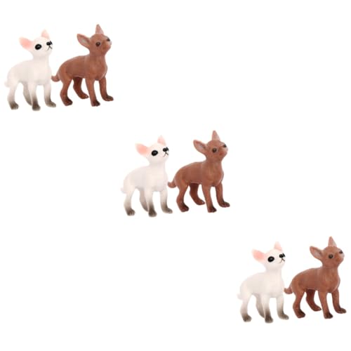 BESTonZON 6 STK Chihuahua-Modell Spielen Miniatur-hundedekoration Realistische Hundefiguren Kognitive Hundemodelle Miniatur-welpenfiguren Kleine Hundefiguren Kind Der Hund Plastik Hündchen von BESTonZON