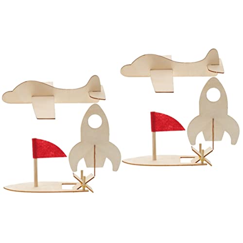 BESTonZON 6 STK DIY-Graffiti-Modell Kinder bastelset Kinderspielzeug Flugzeuge für Kinder Holzpuzzle für Kinder Jungs-Spielzeug Spielzeuge leeres Luftschiff aus Holz Flugzeugmodell gemalt 3D von BESTonZON