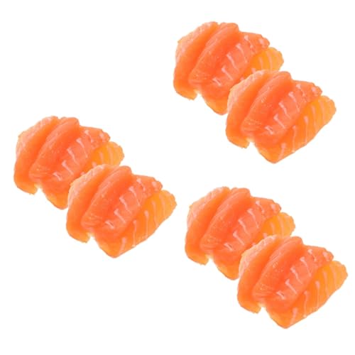 BESTonZON 6 Stück Simulationslachs Simulierter Lachs Dekor Küchen-Requisiten Für Zuhause Gefälschtes Essen Gefälschtes Sashimi-Modell Sashimi-Scheibenmodell Gefälschtes von BESTonZON