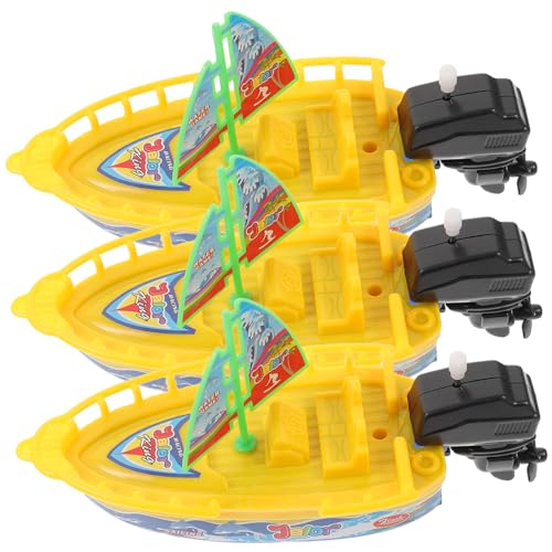 BESTonZON 6 STK Uhrwerk-bootsspielzeug Spielzeug Für Frühe Lerner Wind Wasserspielzeug Aufziehen Wanne Schwimmende Spielzeuge Segelboot Spielzeug EIN Bad Nehmen Plastik Schwimmbad von BESTonZON