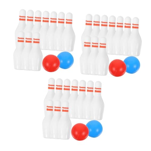 BESTonZON 6 Sätze Miniatur Bowling Modellset aus Hochwertigem Umweltfreundlichem Resin mit Roten und Blauen Kugeln Sowie Kegeln Realistische Puppenhaus Dekoration für Drinnen für von BESTonZON