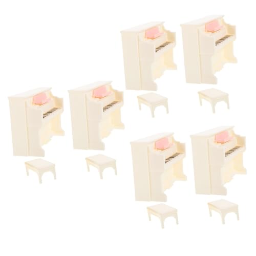 BESTonZON 6 Sätze Puppenhaus-Klavier Miniaturhaus Mini-Klavier miniaturfiguren miniaturen Figuren Dekoration Puppenstubenmöbel Mini-Hausmöbel Miniklavier für Puppe vertikal Modell Schemel von BESTonZON