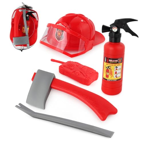 BESTonZON 6 Stück 1 Set Rollenspiel Kostüm Feuerwehr Kostüm Zubehör Rollenspiel Feuerwehr Verkleidung Rot BESTonZON 6 Stück 1 Set Rollenspiel Kostüm Feuerwehr Kostüm Zubehör Rollenspiel Feuerwehr Verkleidung Rot von BESTonZON