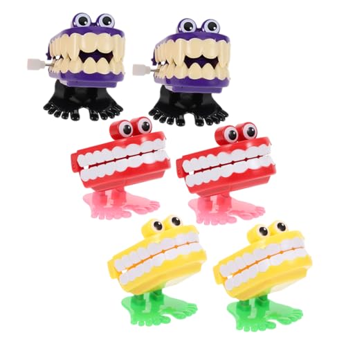 BESTonZON 6 Stück Aufziehspielzeug Lustige Klappernde Zähne mit Augen Bunte für Halloween Geburtstag Klassenraumpreise Unterhaltung von BESTonZON