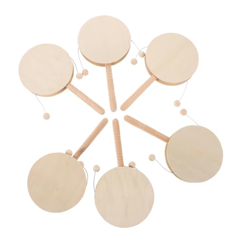 BESTonZON 6 Stück Blanko Holz Rasseltrommeln Runde DIY Hand Percussion Kreative Bastelaktivitäten Eltern Junge Mädchen Farberkennung BESTonZON 6 Stück Blanko Holz Rasseltrommeln Runde DIY Hand Percussion Kreative Bastelaktivitäten Eltern Junge Mädchen Farberkennung von BESTonZON
