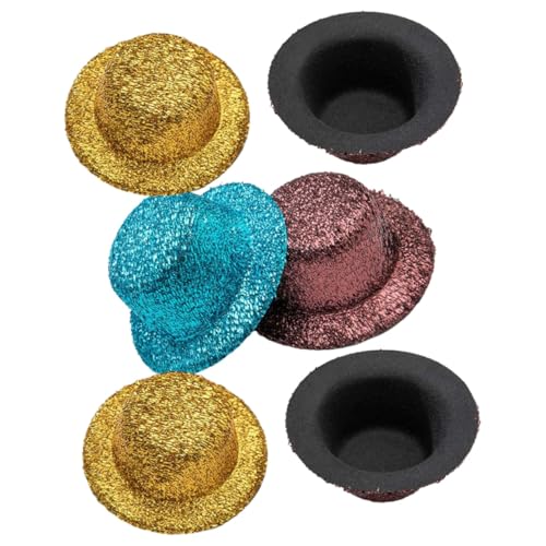BESTonZON 6 Stück Bunte Glitzer Mini Hüte für DIY Basteln Puppen Haustiere Party Dekoration Handgefertigt Kleine Hüte Zufällige Farbe von BESTonZON