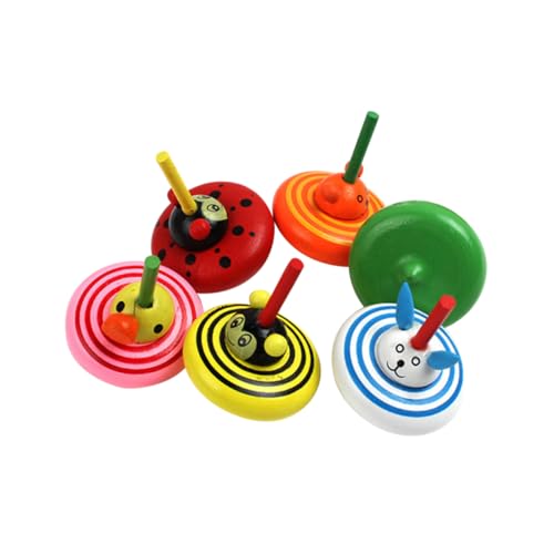 BESTonZON 6 Stück Holzplatte Partygeschenke Kleines Oberteil Kreisel Aus Holz Hölzern von BESTonZON