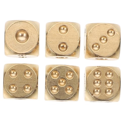 BESTonZON 6 Stück Massive Messingwürfel spielwürfel spielewürfel dice Set würfel Mahjong-Würfel Exquisite kleine Würfel Bastelwürfel aus Messing Spielstütze Kupfer Golden von BESTonZON