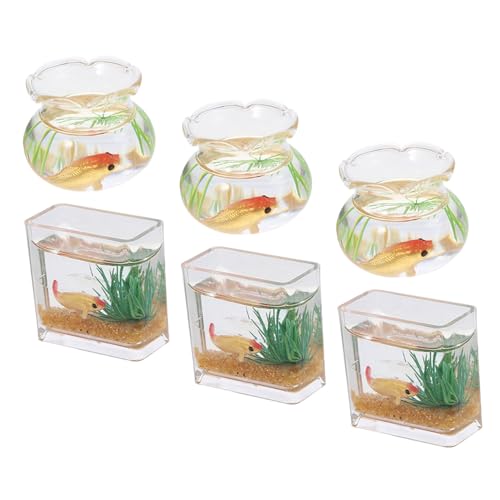 BESTonZON 6 Stück Maßstab Realistische Goldfischschalen für Puppenhaus Dekoration Micro Landschaft Aquarium Tischdeko Farblich Sortiert Zufällige Farbe von BESTonZON