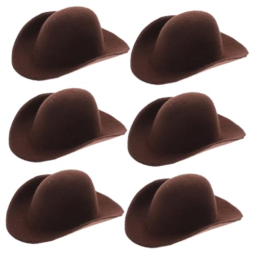 BESTonZON 6 Stück Mini Cowgirl Hüte Puppenzubehör Western Hüte Braun für Basteln Party Dekoration Langlebig Wiederverwendbar für Puppen DIY von BESTonZON
