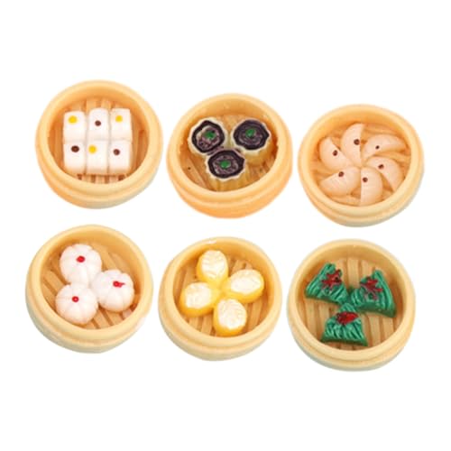 BESTonZON 6 Stück Miniatur Gedämpfte Brötchen Teiliges Realistische Spielessen Puppenhaus Dekoration Lebensmittelecht Farbgetreu Langlebig als Fotorequisite und Tischdeko von BESTonZON