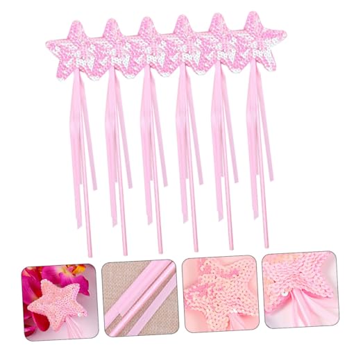 BESTonZON 6 Stück Pailletten Stern Zauberstäbe für Glitzernde Feenstäbe mit Funkelndem Pentagramm Design als Kostüm Requisiten für Party Cosplay Tanz und Fotografie Rosa BESTonZON 6 Stück Pailletten Stern Zauberstäbe für Glitzernde Feenstäbe mit Funkelndem Pentagramm Design als Kostüm Requisiten für Party Cosplay Tanz und Fotografie Rosa von BESTonZON