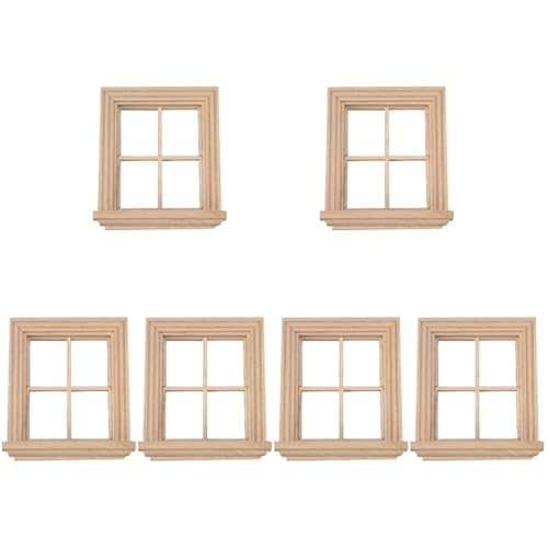 BESTonZON 6 STK Einfaches Vierscheibenfenster Miniaturspielzeug Miniaturmodell 1 Möbel Im Maßstab 12 Bastelmaterial Mini-hausverzierung Holzfenster Haushalt Kind Hölzern Türen Und Fenster von BESTonZON