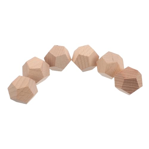 BESTonZON 6 Stück Seitige Holz Würfel DIY Blanko Würfel für Kreative Bastelprojekte Spielzubehör Geschenkidee Weihnachten Geburtstag Valentinstag von BESTonZON