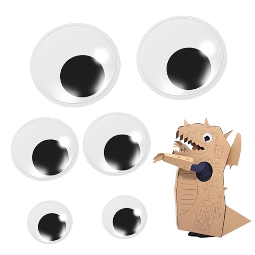 BESTonZON 6 Stück Selbstklebende Große Wackelaugen PVC Bastelaugen für Kuscheltiere Häkeltiere Puppen DIY Kreativprojekte Langlebig und Einfach Anzubringen von BESTonZON