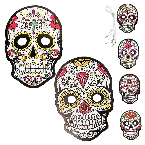 BESTonZON 6 Stück Tag der Toten Maske Bunte Papiermasken für Halloween Karneval und Kostümparty Kreatives Dekorationsaccessoire mit Einzigartigem Totenkopfdesign BESTonZON 6 Stück Tag der Toten Maske Bunte Papiermasken für Halloween Karneval und Kostümparty Kreatives Dekorationsaccessoire mit Einzigartigem Totenkopfdesign von BESTonZON