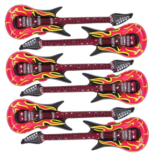 BESTonZON 6 Stück Teiliges Aufblasbares Gitarren aus Langlebigem PVC Tragbare Instrumente für Schnelle Befüllung als Partydeko Geburtstagsgeschenke und Bühnenrequisiten von BESTonZON