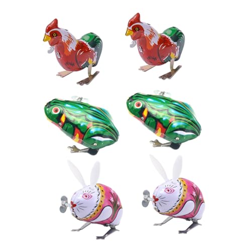 BESTonZON 6 Stück Teiliges Aufzieh Tierspielzeug aus Robustem Cartoon Wind Up für Springende Figuren Wie Frosch Hase und Hahn Kreatives und Dekoratives Kinderzimmeraccessoire BESTonZON 6 Stück Teiliges Aufzieh Tierspielzeug aus Robustem Cartoon Wind Up für Springende Figuren Wie Frosch Hase und Hahn Kreatives und Dekoratives Kinderzimmeraccessoire von BESTonZON