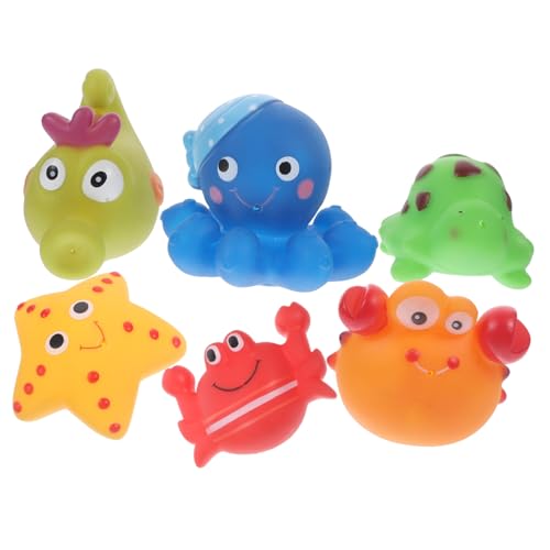 BESTonZON 6 Stück Teiliges Badespielzeug mit Weichen Flexiblen Meeresmotiven Schwimmende Badewannentiere für Kleinkinder zur Sensorischen und Spielerischem Badespaß von BESTonZON