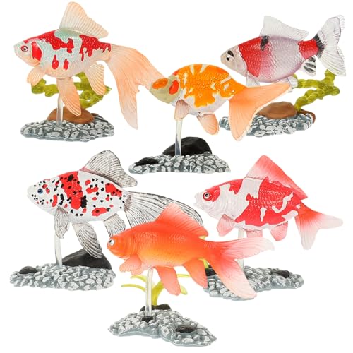 BESTonZON 6 Stück Teiliges Dekorative Goldfisch Figuren mit Sockel Realistische Fischornamente für Wohnkultur und Aquarium Dekoration BESTonZON 6 Stück Teiliges Dekorative Goldfisch Figuren mit Sockel Realistische Fischornamente für Wohnkultur und Aquarium Dekoration von BESTonZON