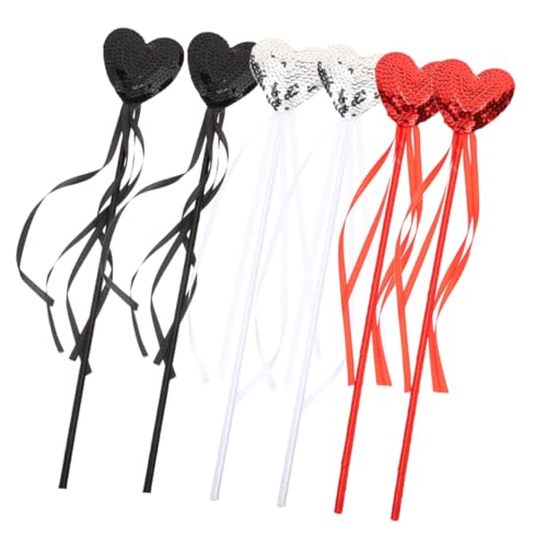 BESTonZON 6 Stück Teiliges Herz mit Glitzer und Pailletten Fee in Schwarz Rot und Silber Dekoratives Party Cosplay Zubehör für Mädchen für Halloween und Festveranstaltungen von BESTonZON