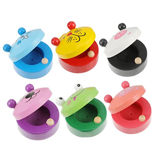 BESTonZON 6 Stück Teiliges Holzspielzeug Kastagnetten für Kleinkinder Cartoonartige Musikinstrumente Sichere Oberfläche Leicht und Tragbar Geeignet für Musikalische Früherziehung und von BESTonZON