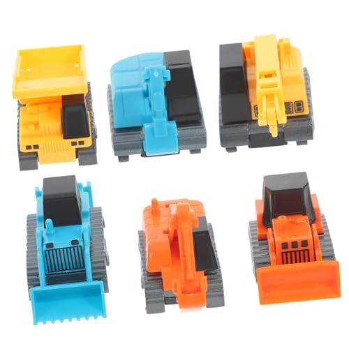 BESTonZON 6 Stück Teiliges Mini Baustellenfahrzeuge Rückzieh LKW Modelle für Kleinkinder Motorik und Sozialer Entwicklung aus Robustem Material Gefertigt von BESTonZON