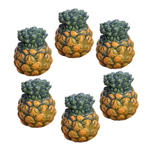BESTonZON 6 Stück Teiliges Mini Künstliche Ananas Modelle aus Langlebigem Resin Realistische Kleine Fruchtmodelle als Dekorative Fotorequisiten und Lehrreiche Spielzeuge von BESTonZON