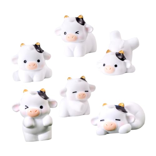BESTonZON 6 Stück Teiliges Mini Kuh Figuren Leichte Mikro Landschafts Dekoration Farbige Miniatur Tiermodelle für DIY Garten Puppenhaus und Heimdekoration Kompakt und Langlebig von BESTonZON