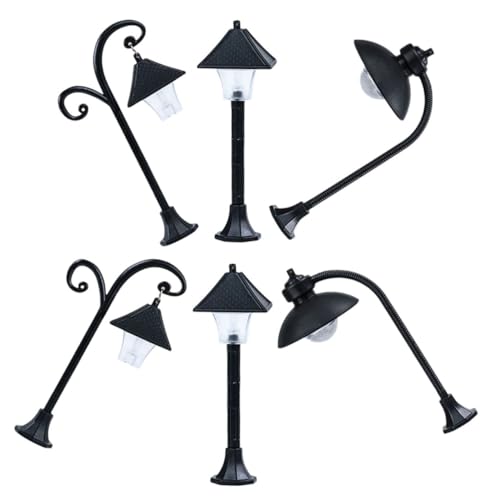 BESTonZON 6 Stück Teiliges Mini Straßenlampen Modellset Realistische Micro Landschaftsbeleuchtung Feine Handwerkliche Miniatur Straßenlaternen für Puppenhaus und Garten Dekor von BESTonZON