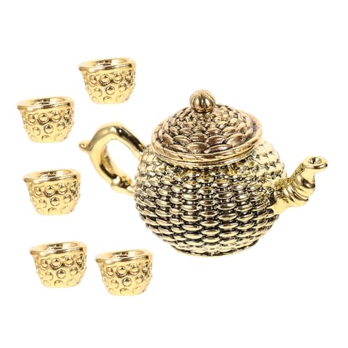 BESTonZON 6 Stück Teiliges Mini Teekannen Set aus Miniatur mit Mini Tassen Dekoratives Puppenhaus Zubehör Leicht und Kompakt Geeignet für Wohnraumdekoration Zufällige Farbe Zufällige Farbe von BESTonZON