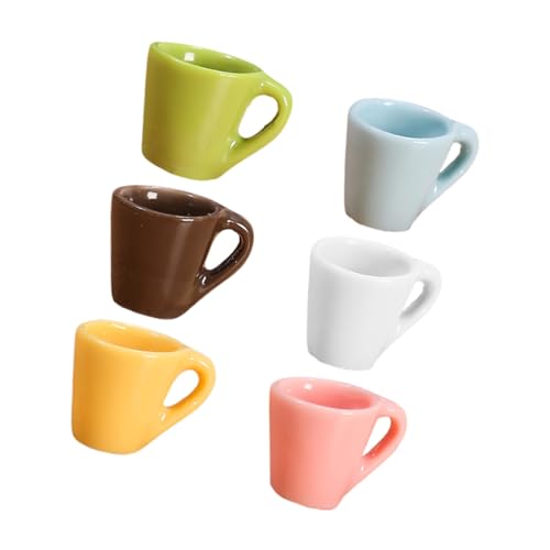 BESTonZON 6 Stück Teiliges Miniatur Kaffeetassen aus Harz Detailreiche Puppenhaus Mini Becher in Farben Kreative DIY Spiel Dekorationsaccessoires für Kinderzimmer und Puppenhaus Zubehör von BESTonZON