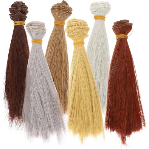 BESTonZON 6 Stück Teiliges Puppenperücken Lang Glatt Hitzebeständig Gerade Haarteile für Puppenstyling DIY Bastelbedarf Mädchen Zubehör BESTonZON 6 Stück Teiliges Puppenperücken Lang Glatt Hitzebeständig Gerade Haarteile für Puppenstyling DIY Bastelbedarf Mädchen Zubehör von BESTonZON