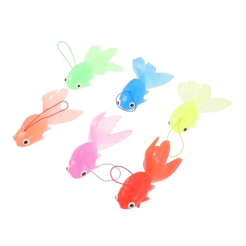 BESTonZON 6 Stück Teiliges Transparente TPR Goldfischspielzeuge Realistische Aquarium Deko Kindersicheres Badespielzeug in Bunten Farben Fördert Farberkennung und Fantasieentwicklung von BESTonZON