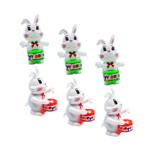 BESTonZON 6 Stück Trommelnder Hase Hasenpuppenschmuck Schlagzeug Zartes Kaninchendekor Desktop - Desktop- Aus Kunststoff Plastik von BESTonZON
