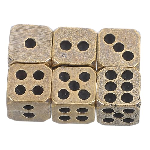 BESTonZON 6 Stück Vintage Messing Würfel Retro Rollenspiel Würfel Robuste Solid Dices für Brettspiel Party Familienfeier Camping Zubehör von BESTonZON