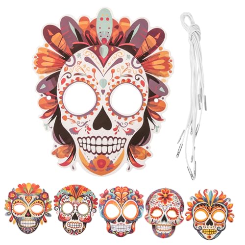 BESTonZON 6 Stücke Tag Der Toten Papier Masken Halloween Masken Maskerade Maske Tag Der Toten Zubehör Papier BESTonZON 6 Stücke Tag Der Toten Papier Masken Halloween Masken Maskerade Maske Tag Der Toten Zubehör Papier von BESTonZON