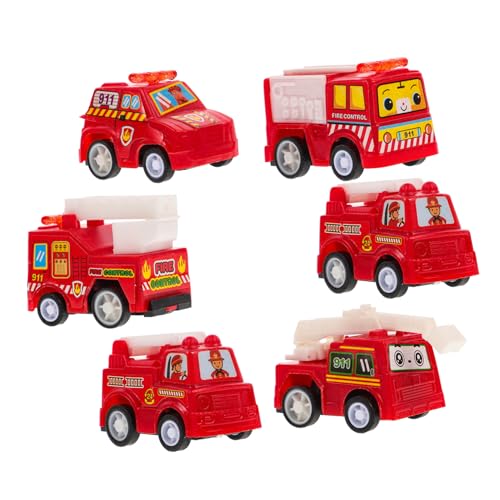 BESTonZON 6 Teiliges Set Feuerwehrfahrzeug Spielzeugautos Mini Modelle Für Ab 3 Jahren Schiebefunktion Und Frühe Bildungsspielzeuge Für Jungen Und ädchen Ideales von BESTonZON