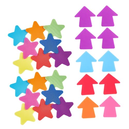 BESTonZON 60 Stück Teiliges Teppich Markierungen mit Pfeilsymbol und Stern rutschfeste Bodenpunkte für Klassenzimmer und Kindergärten Weiche Sitzmarkierungen für Spiel und Sportbereiche von BESTonZON