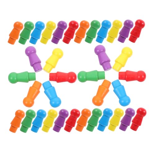 BESTonZON 60Stücke Bunte Holzspielzeug Schachfiguren Teiliges für Flugschach Robuste Farbenfrohe Spielsteine zur Verbesserung von Intelligenz und für Erwachsene von BESTonZON