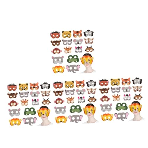 BESTonZON 64 Stck. Teiliges Tiermasken aus Papier Bunte Dschungel Masken mit Elastischem Band Leicht und Bequem als Geburtstagsparty Foto Requisiten und Kostüm Zubehör von BESTonZON
