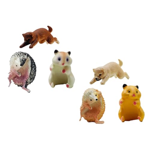 BESTonZON 6Pcs Puppe mit Tiertassenrand winzig Hamster kleine Tierverzierung Figur Charme Dekorativ Spaß Ornament Aufhänger PVC von BESTonZON