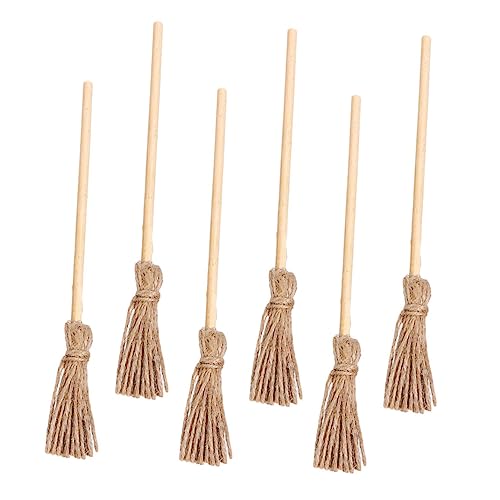 BESTonZON Mini-Besen-Ornamente 6er-Pack Puppenhaus-Besen Landschaftsdekor Für Jungen Und Mädchen Puppenhaus-Spiel von BESTonZON
