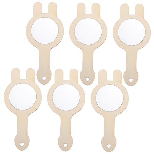 BESTonZON 6St Holzspiegel DIY-Kits für Reisespiegel wandspiegel umkehren bastelset basteln für Zeichenspiegel aus Holz Spiegel selber Machen hölzern Khaki von BESTonZON