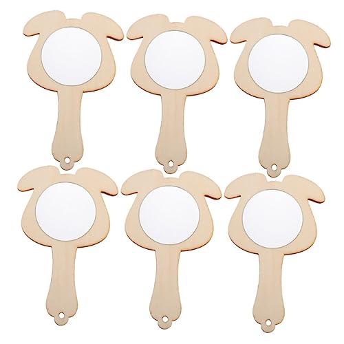 BESTonZON 6St Holzspiegel Handspiegel Babyspiegel für die Wand Mini -Spiegel bastelset basteln für Spiegelspielzeug für den Haushalt Spiegel selber Machen hölzern Khaki von BESTonZON