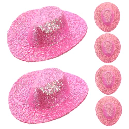 BESTonZON 6St Mini-Cowboyhut Kostüm Cowboy-Hut Kappen Cowboyhüte Cowgirl-Hut puppenzubehör rosa Cap Wiederverwendbarer Hut Niedlicher Hut Mini-Hüte kleine hüte für Party Kunstleder Rosy von BESTonZON